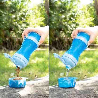 2-in-1 bottle with water and food containers for pets Pettap